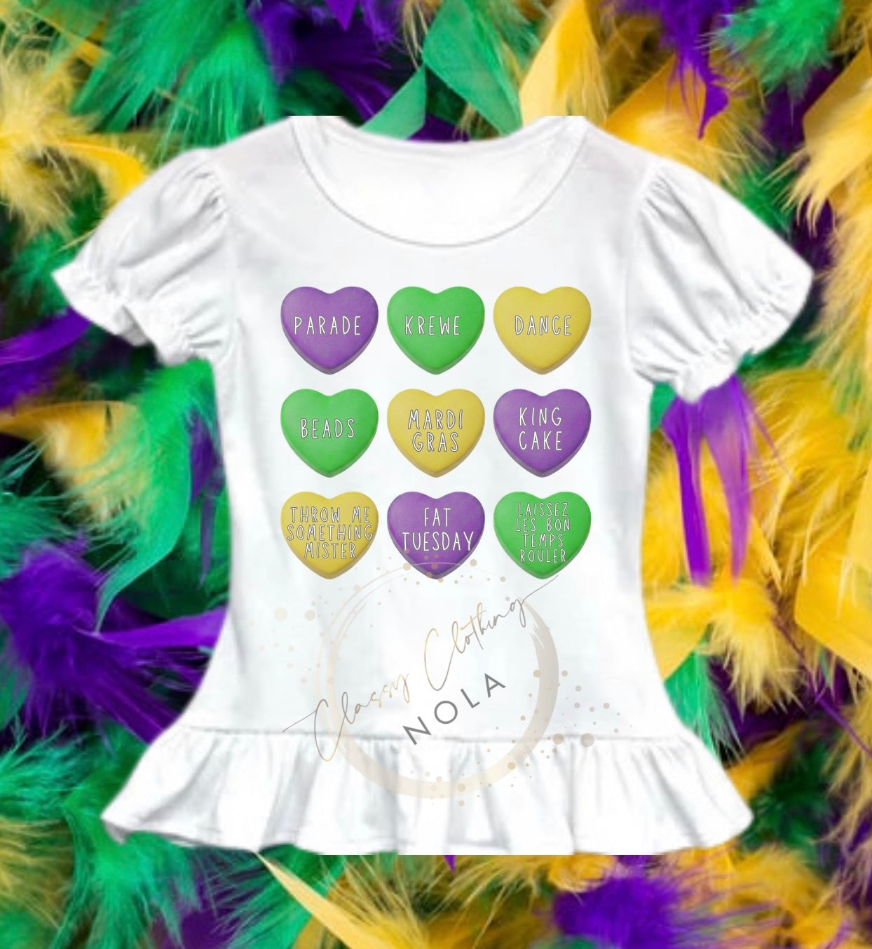 Conversation Hearts Mardi Gras