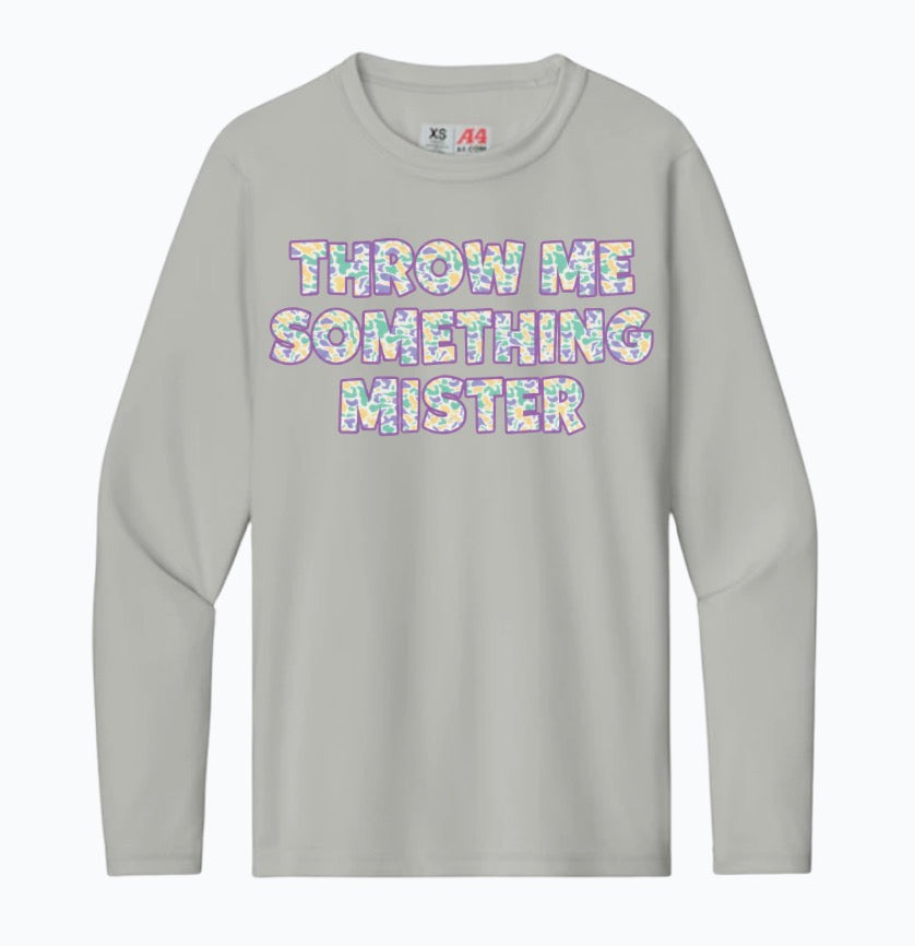 Mardi Gras Camo- Youth long sleeve Dri Fit