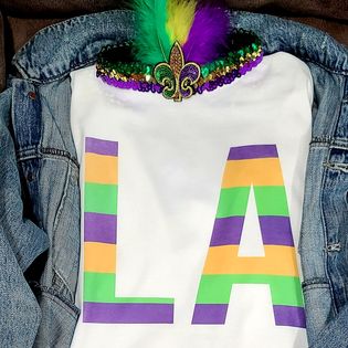 "LA" Mardi Gras T-Shirt with Headband