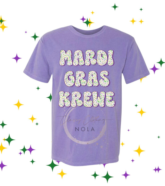 Mardi Gras Krewe Comfort Colors purple tee